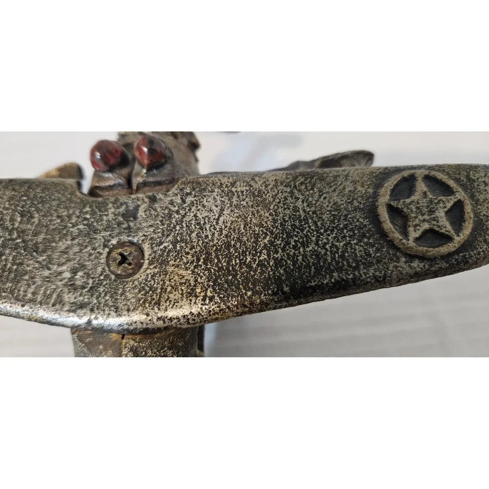 1930's 40's Vintage Toy Metal Cast Iron Propeller Plane Airplane Silver‎